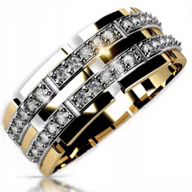   ZLATA ZAROČNA OBLAČILNA DRAGULJARNA PRSTANA 333 8K CIRKON r17