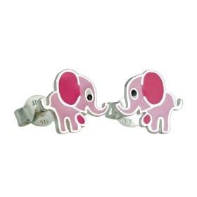 Elegantni srebrni uhani Pink Elephants Sloni na palici!