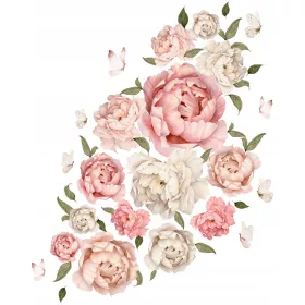 Rožnati set stenskih nalepk Rože Peonies 2 60X100