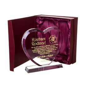   GRAVIRANA KRISTALNA FIGURA SRCA Z BORDO ETUIJEM ZA ROJSTNI DAN IN OBLETNICO POROKE 1-99 LET