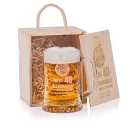   Kozarec v leseni škatli z graviranim vzorcem, darilo za rojstni dan