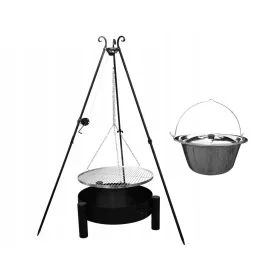    TRINOŽNIK ZA ŽAR VRTNI TABORNI OGEN REŠETKA INOX KAMIN 70 KOTEL
