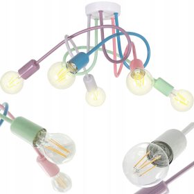   LAMPA WISZĄCA ZWIS MULTIKOLOR PASTEL 5xE27 na białej podsufitce