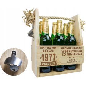   katla za rojstni dan s nosilcem za pivo in odpiračem - Unikatno gravirano darilo