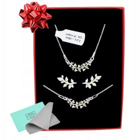 Srebrni komplet nakita z lističi, srebro 925