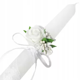 Sveča za krst, prvo obhajilo - Beli cvet