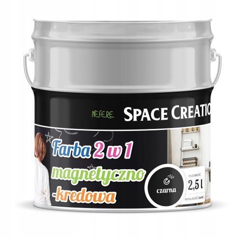 Magnetna akrilna barva za table Space Creation 2,5 l, črna pol mat