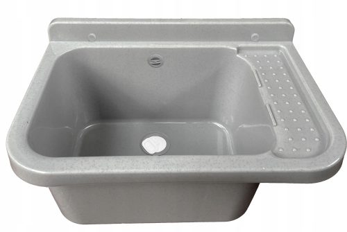 Pralno korito Perfecto, črna polipropilenska umivalna korita utility, predal za perilo, 50 cm, s sifonom