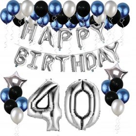 BALONSKI SET za 40. rojstni dan - Srebrna številka 40