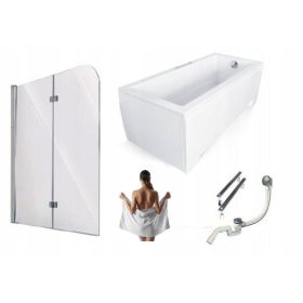   Pravokotna akrilna kopalna kad Besco MODERNA, stranski odtok, 130 x 70 cm