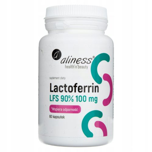 Aliness Lactoferrin LFS 90% 100 mg - Prehransko Dopolnilo z Vitaminom C, 60 Kapsul