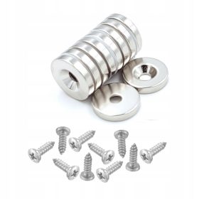  Močan neodimski magnet 16x3 mm luknja 7/3,5 za vijak - komplet 10