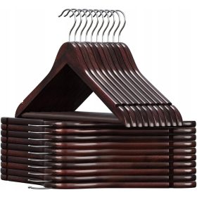   Leseni obešalnik "RONDO" s poprečno palico, komplet 30 kosov, barva temno rjava