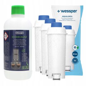   Kavni aparat De'Longhi EcoDecalk 0,5 l + 3× vložek filtra Wessper AquaLunga
