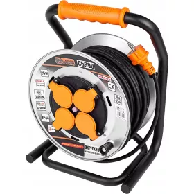 RICHMANN Kolutni Podaljšek 25 m, 4 Vtičnice, Črn