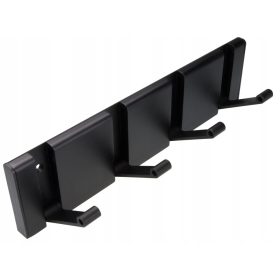   Viseči kovinski obešalnik za predsobo s 4 črnimi prikritimi kljukicami