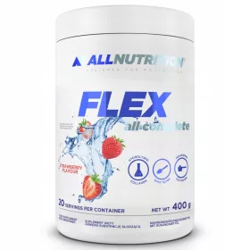   ALLNUTRITION FLEX ALL COMPLETE 400 g – Hidroliziran kolagen, L-prolin, glukozamin, MSM, vitamina C in B6 za zdrave sklepe, hrustanec in mišice, okus jagode