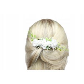 Beli rožnati komunijni glavnik za lase