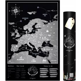 Mapa zdrapka Evropa Srebrni polirni izdelek
