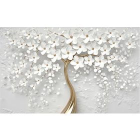   Golden Tree Flower 3D Wall Mural | Transform Your Space with Stunning Graphics