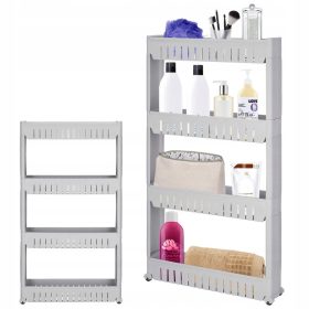   Mobilna kopalniška omara na kolesih Springos® - Siva kopalniška polica s 4 policami