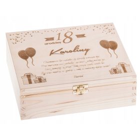   Darilo za 18. rojstni dan, personalizirano leseno pudełko za spominek s graviranjem