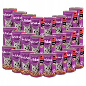   WHISKAS mokra hrana za mačke z govedino v omaki 24x400g pločevinke