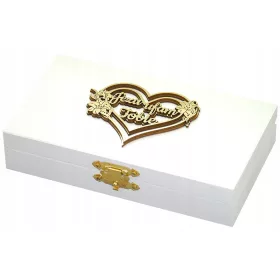   Pomladni spominek za obhajilo, lesena škatlica za bankovce s čudovitim zlatim dekorjem