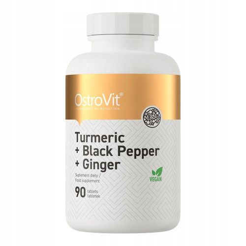OstroVit Kurkumina + Črni poper + Ingver: 90 tablet za vsakodnevno dopolnitev prehrane