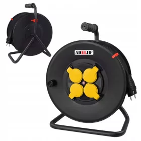   Vrtni podaljšek z bobnom TRIANGA IP44, 50m, 4 vtičnice, črn