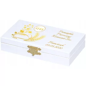 Spominek za prvo obhajilo, lesena škatla za bankovce