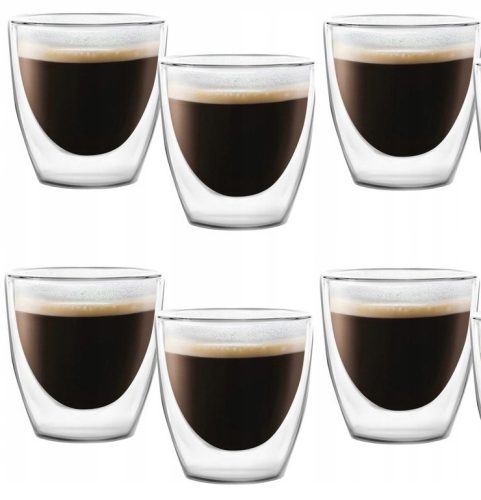 Kakovostni VIALLI dvojno stenski termo kozarci za espresso kavo 80 ml - Komplet 6 kosov
