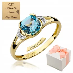 Zaročni prstan z 585 zlatom, topazom in diamanti