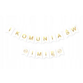   Zastava s personaliziranim napisom 1. SVETO OBHAJILO + IME, osebna girlanda