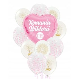 Baloni komplet roza PRVA SVETA OBHAJILA + OSEBNO IME