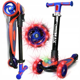 Trikolesni skuter z LED lučmi in blatniki, črna