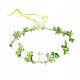 Komunijni venček, boho stil, BELA, komunijne vrtnice