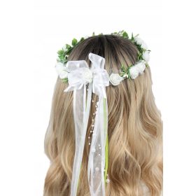   Krščanski venček za prvo obhajilo, boemskega stila, BELO obhajilno mašnico