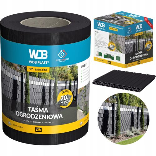 Tašma za ograjo WDB PLAST BASIC LINE 19 cm črna 35 m