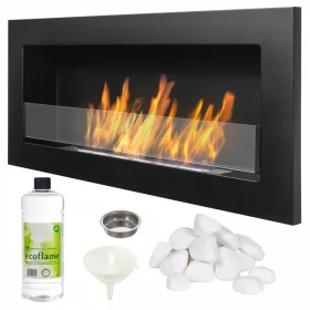   Bio kamin Nice-House s steklom, črna mat barva, dimenzije 90 x 40 x 12 cm