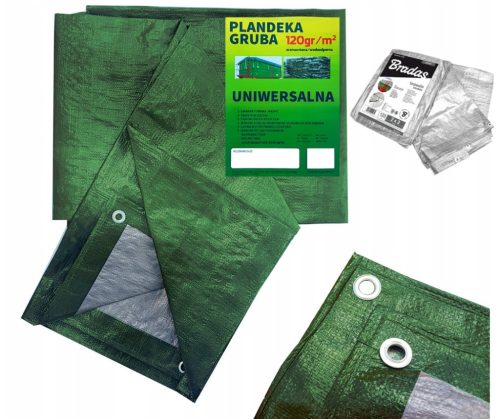 Zmogljiva in univerzalna zaščitna ponjava z UV filtrom - zelena/srebrna, 120g/m2