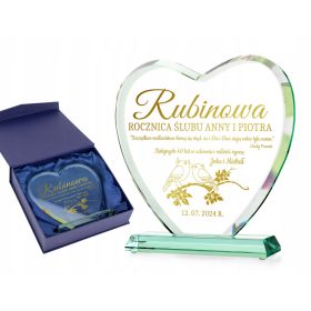   Darilo za obletnico poroke - Personalizirana statuetka srca z zlatim grawerjem