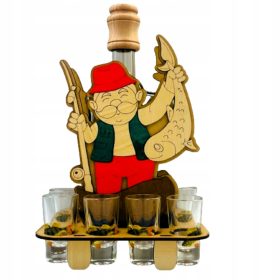   KARAFKA ZA ALKOHOL S KOZARCI, RIBIČ, DARILO ZA UPOKOJENEGA RIBIČA