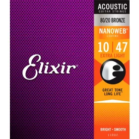   Elixir NanoWeb 80/20 Bronzaste strune 10-47 Extra Light (11002)