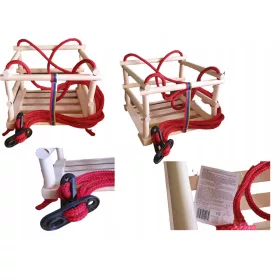   Lesena gugalnica za otroke - Naravna lesena huška s pasom za varno igro