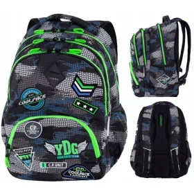   CoolPack šolski nahrbtnik z več predelki, črn, odtenki sive in srebrne, odtenki zelene 30 l