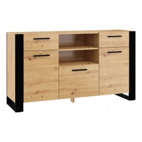 Nuka Rustikalna Komoda 155 x 45 x 87 cm črna hrast