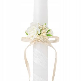 KRSTNA SVEČA, OBHAJILO, ECRU ROŽE