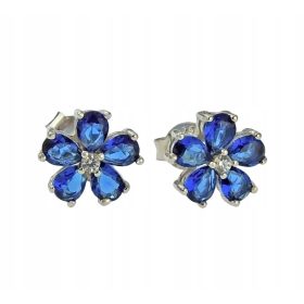 Srebrni cvetlični uhani s cirkoni v rodiniranem srebru 925