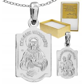   Slovenian Name: Srebrni dvostranski medaljon srebra 925 z motivom Jezusa in Device Marije